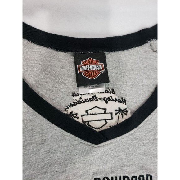 Harley Davidson Women's Size L Basic  Gray Cotton V-Neck HD Biker Shirt - Picture 5 of 8